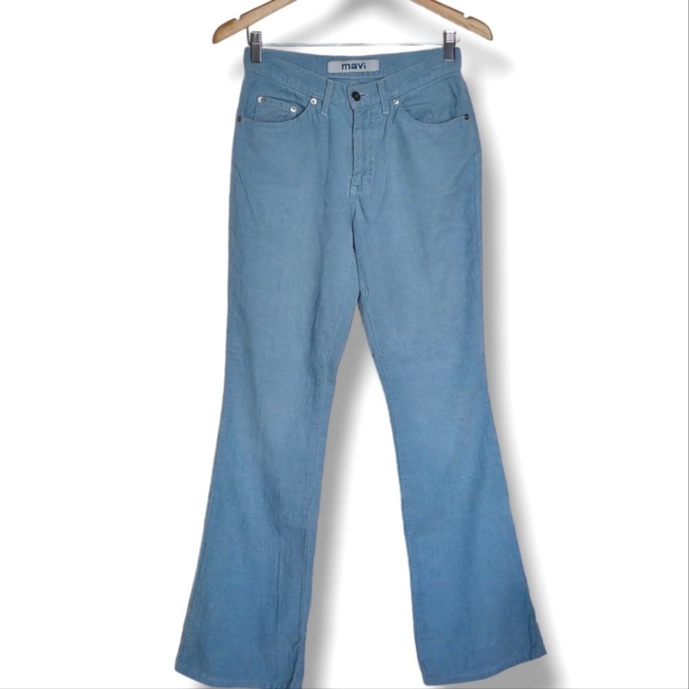 Mavi Molly Flare‎ Corduroy Jeans Pants Light Blue Womens Size 27 Mid Rise